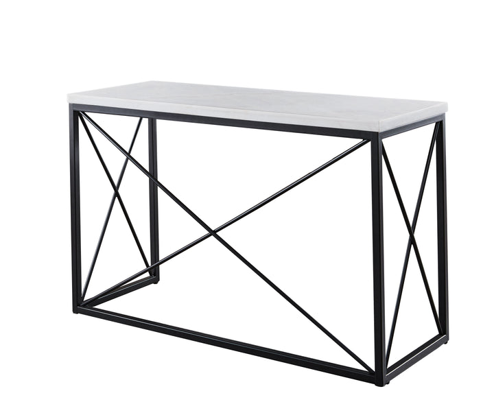 Skyler - White Marble Top Rectangular Sofa Table - White