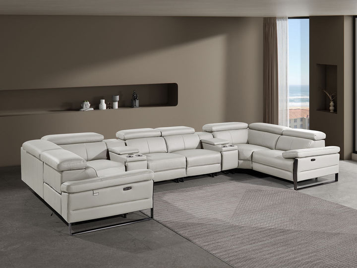 1246 - 8-Piece U-Shaped Modular Power Reclining Sectional With 2 Power Recliners And Power Headrests