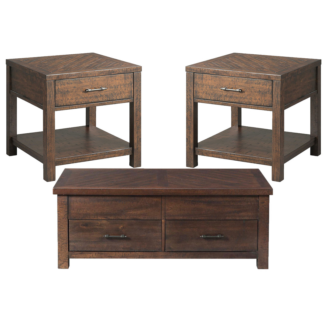 Jax - 3 Piece Occasional Table Set (Lift Top Coffee &amp; Two End Tables) - Cherry