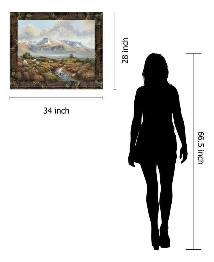 Woolly Grazing Vista - 28" x 34" Framed Wall Art