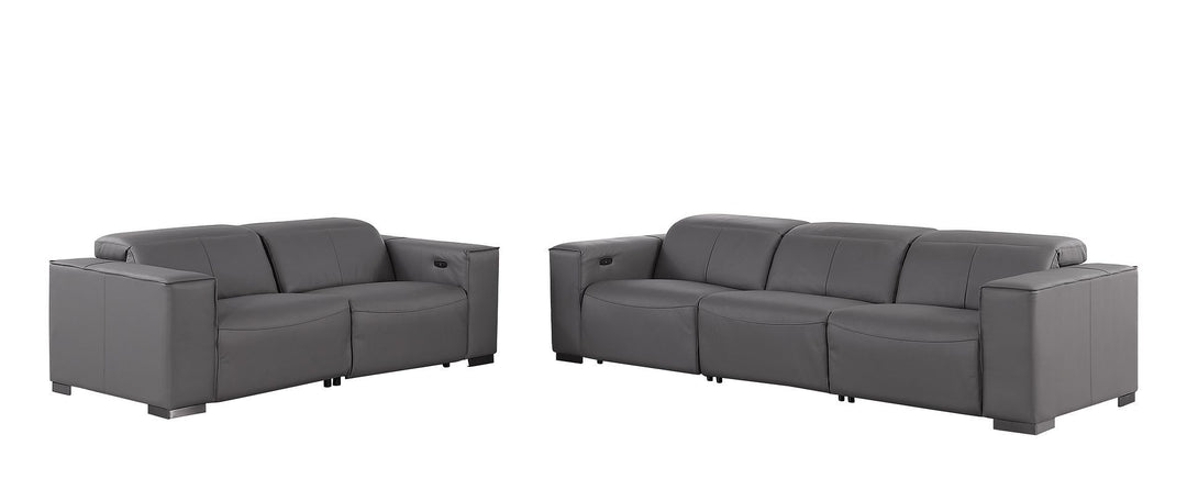 1208 - Leather Reclining Set (Sofa &amp; Loveseat With 4 Power Recliners)