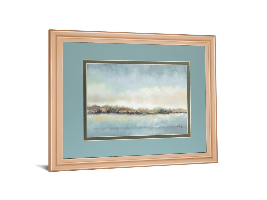 Calm Horizon By Tita Quintero - Framed Print Wall Art - Blue