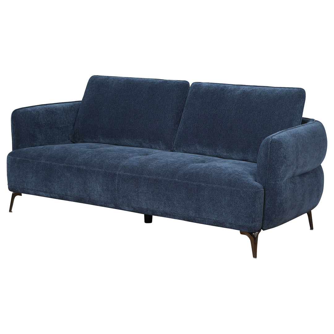 Lively - Chenille Upholstered Modern Track Arm Sofa - Blue