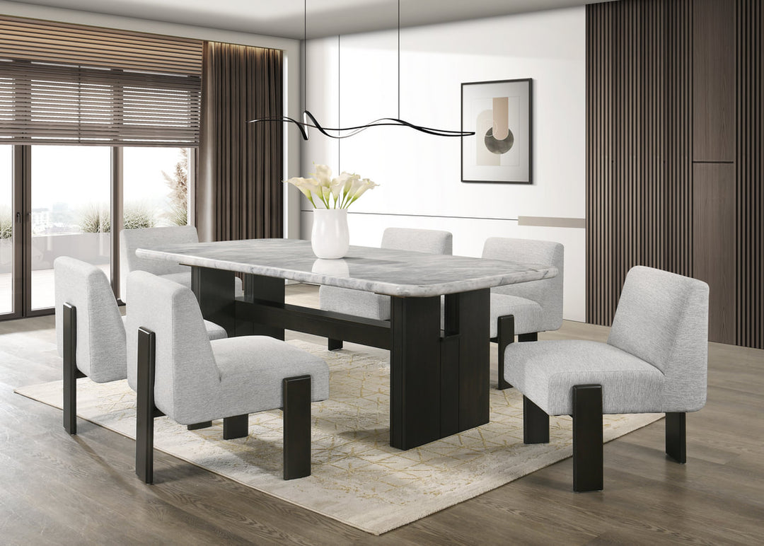 Diva- (GENUINE MARBLE) Table &amp; 6-Chairs