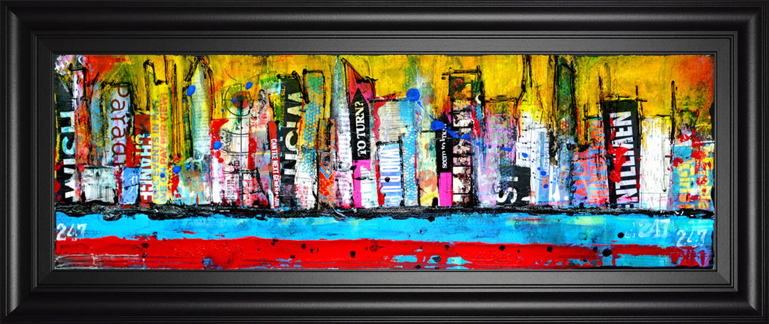 Skyline By Erin Ashley - Framed Print Wall Art - Blue