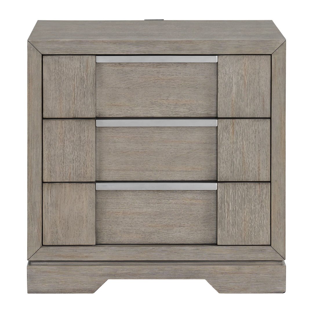 Kelis - 3 Drawer Nightstand With USB - Gray