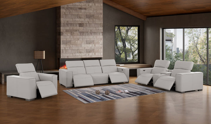 1208 - Modular Leather Set With 5 Power Recliners &amp; Power Headrests