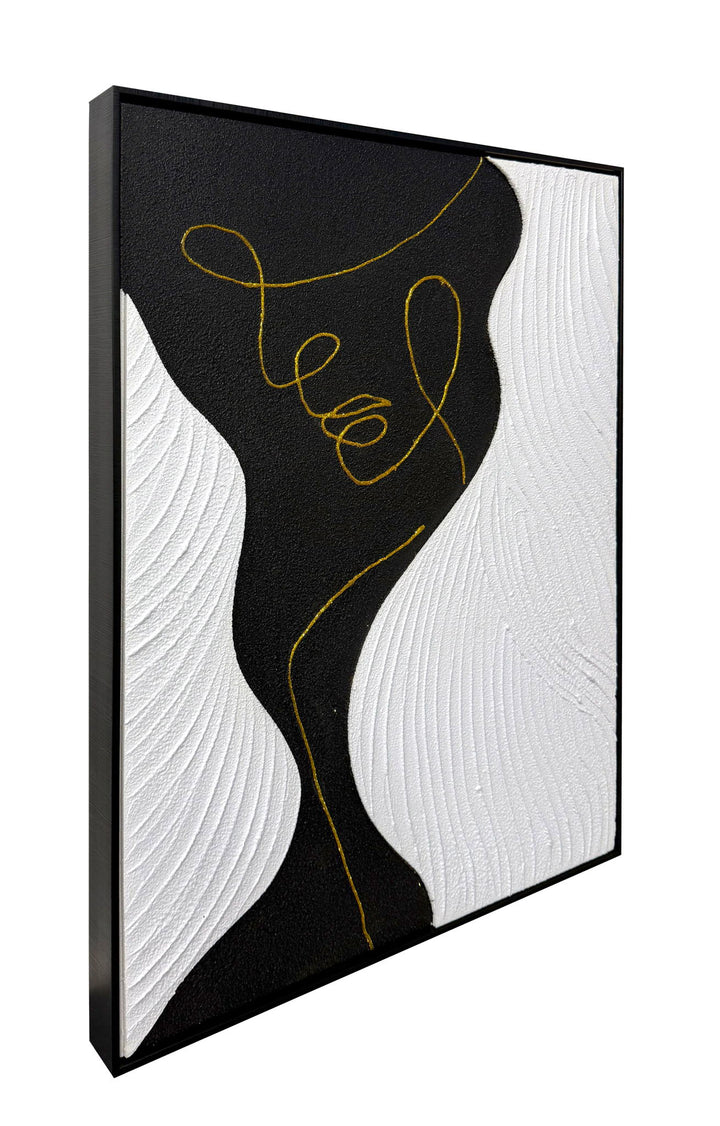 Contour Muse I Hand-Painted Canvas In Frame - Black / White
