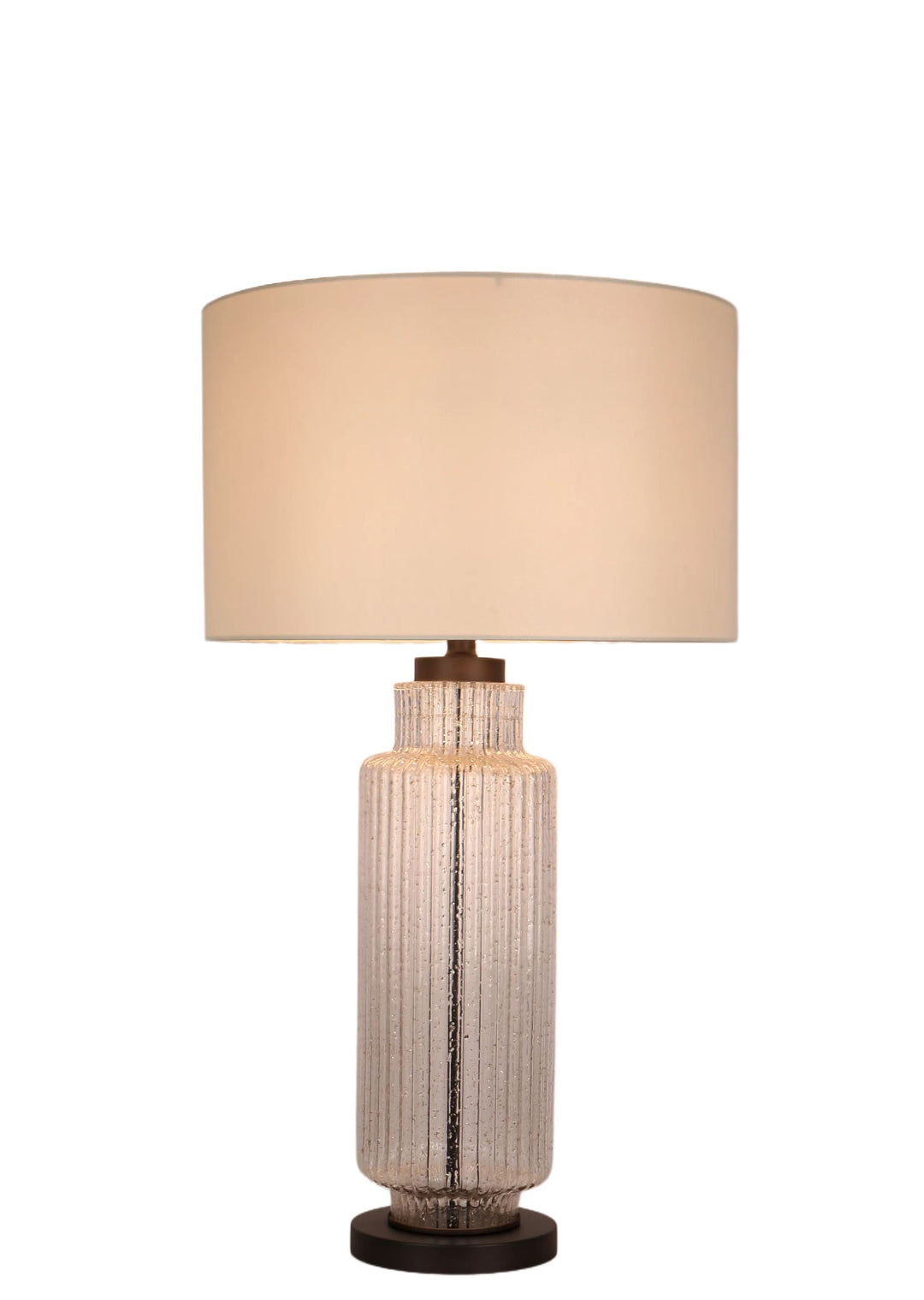 Lumina Ripple Ribbed Glass &amp; Metal Table Lamp (Set of 2) - Clear Glass With Gold Flecks / Oil Bronze