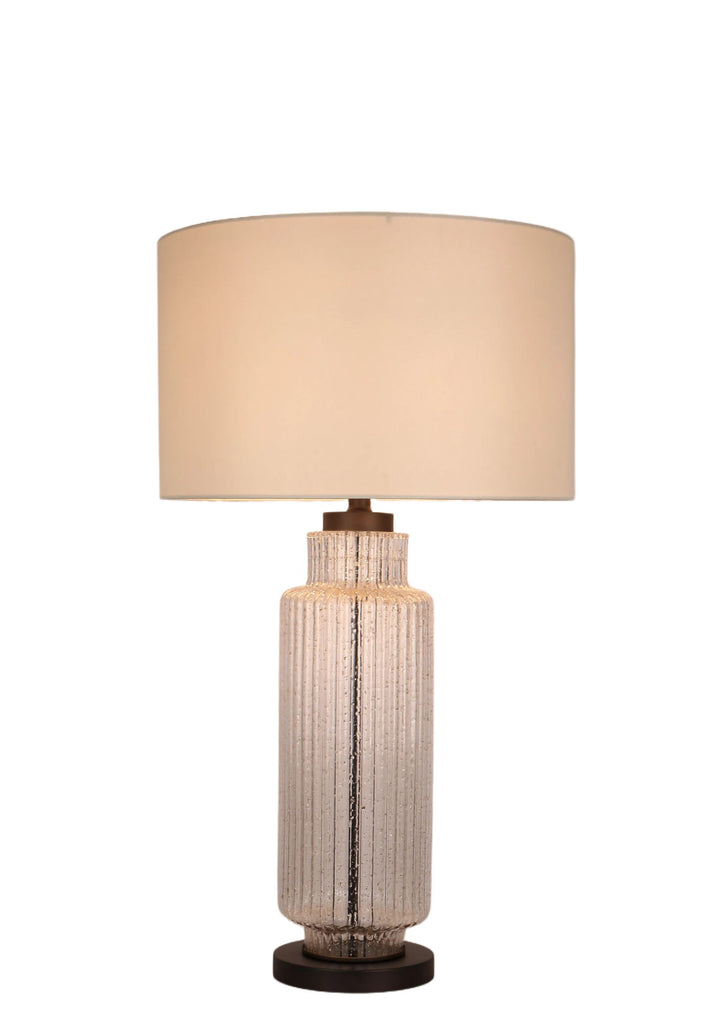 Lumina Ripple Ribbed Glass &amp; Metal Table Lamp (Set of 2) - Clear Glass With Gold Flecks / Oil Bronze