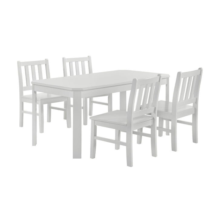 Travis Youth - 5 Piece Dining Set With Table And 4 Chairs - White