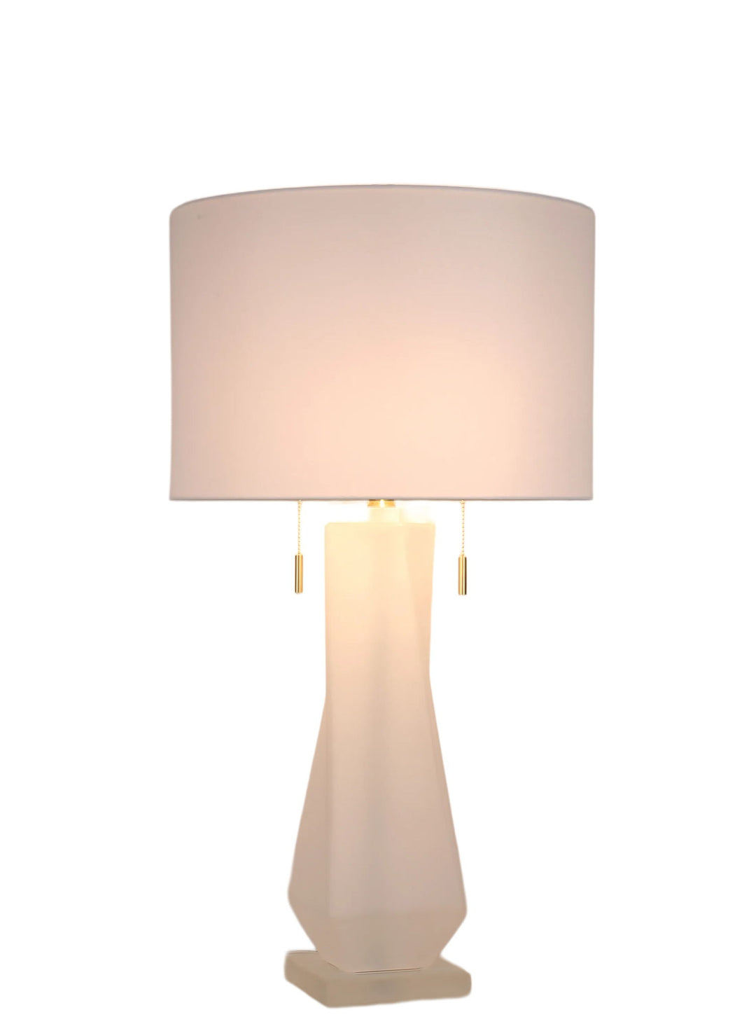 Faceted Frost Art Glass &amp; Frosted Crystal Table Lamp (Set of 2) - Frosted Art Glass / Frosted Crystal