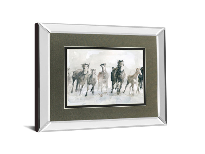 Running Wild By Carol Robinson - Mirror Framed Watercolor Print Wall Art - Dark Gray