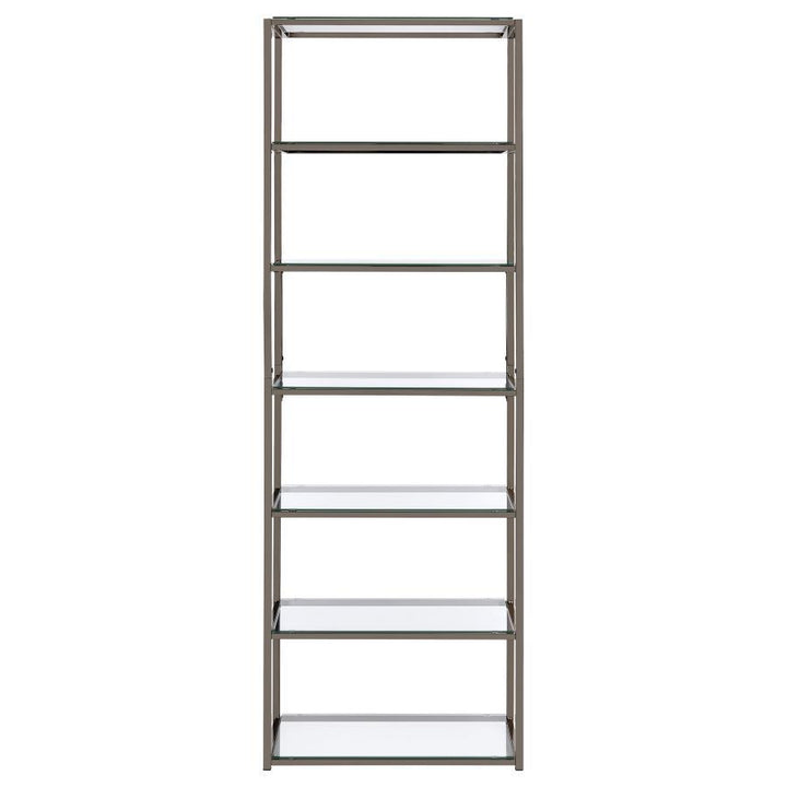 Kate - 5-Shelf Glass Bookshelf - Black Nickel