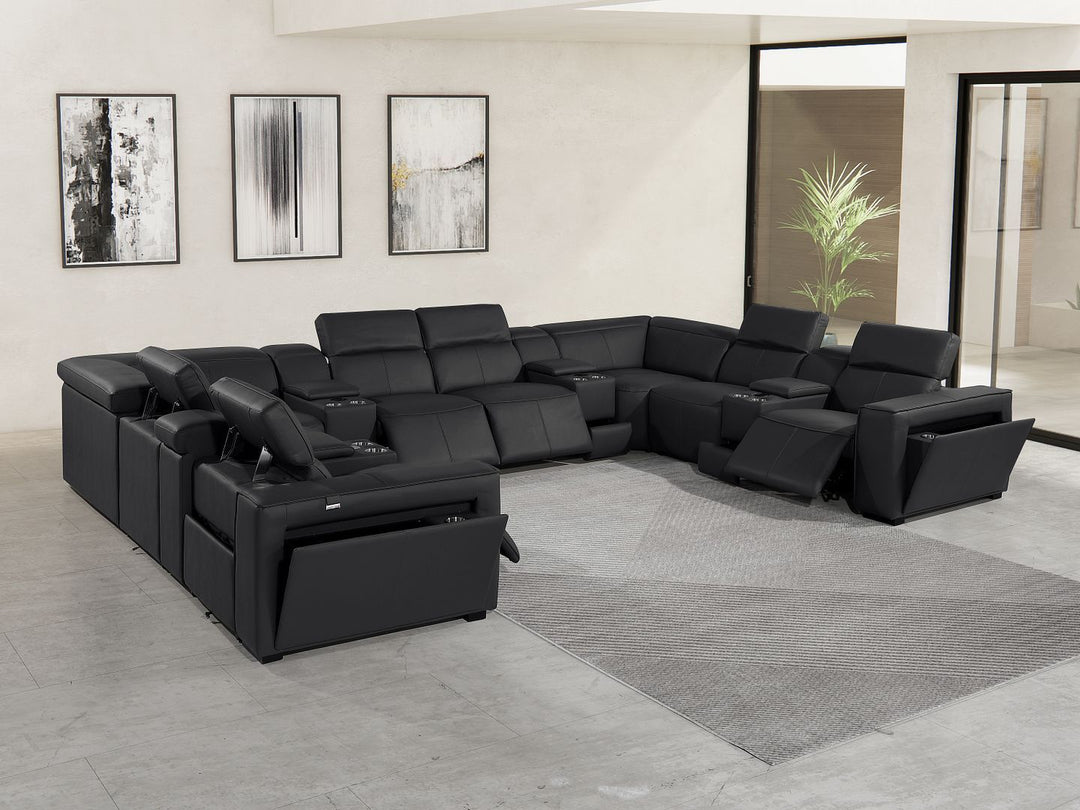 1224 - 12-Piece U-Shaped Sectional Sofa In With 4 Power Recliners &amp; Power Headrests