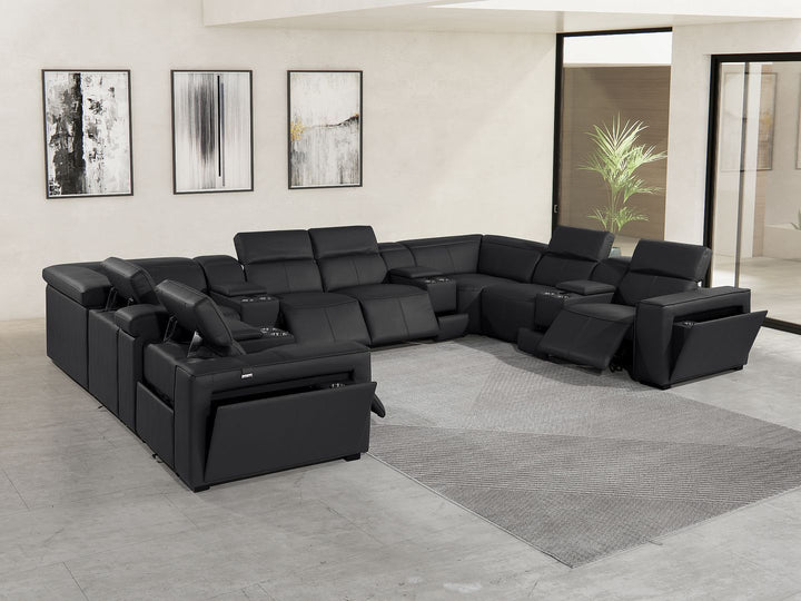 1224 - 12-Piece U-Shaped Sectional Sofa In With 4 Power Recliners &amp; Power Headrests
