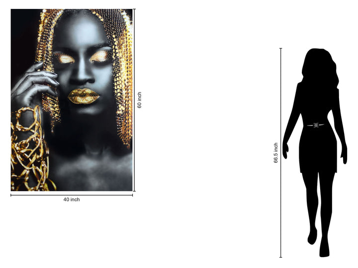 Temp Glass With Foil &amp; Rhinestones - Woman Gold Hair - Black