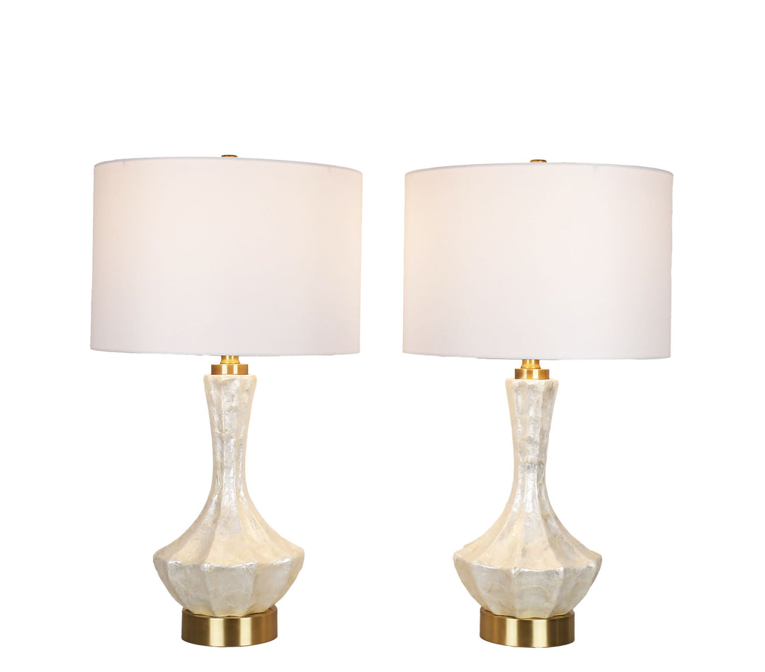 Crystal Shell Capiz Shell &amp; Metal Table Lamp (Set of 2) - White Shell / Soft Gold