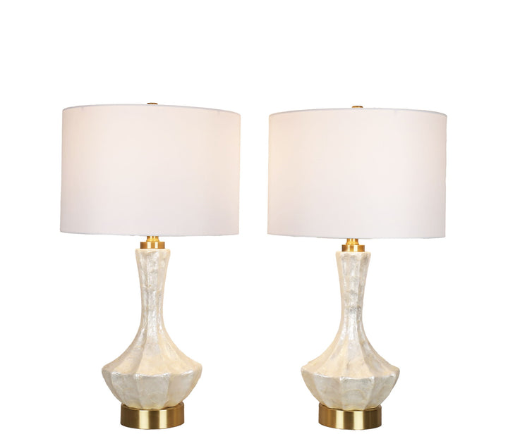 Crystal Shell Capiz Shell &amp; Metal Table Lamp (Set of 2) - White Shell / Soft Gold