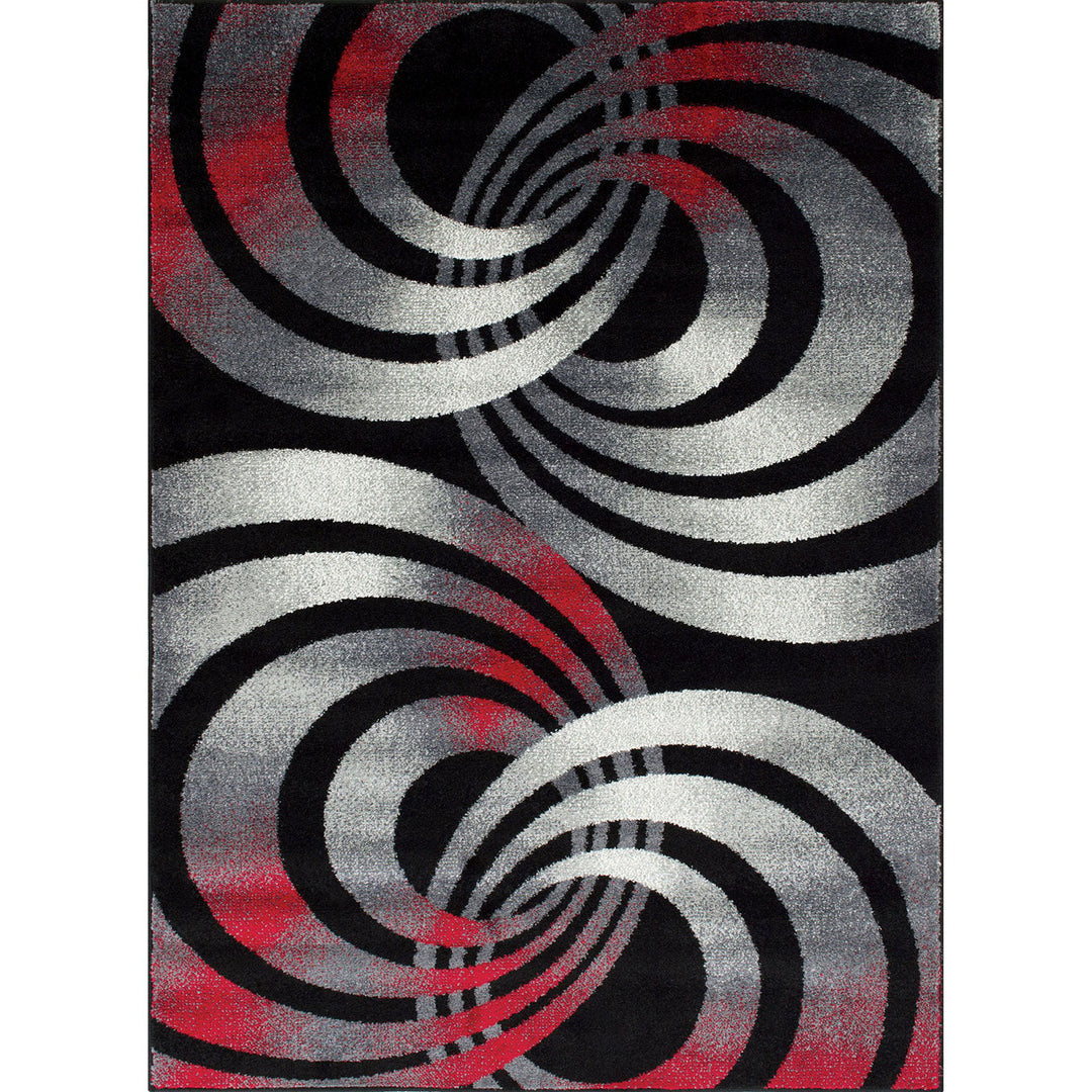 Serang - Area Rug Circles - Gray / Red