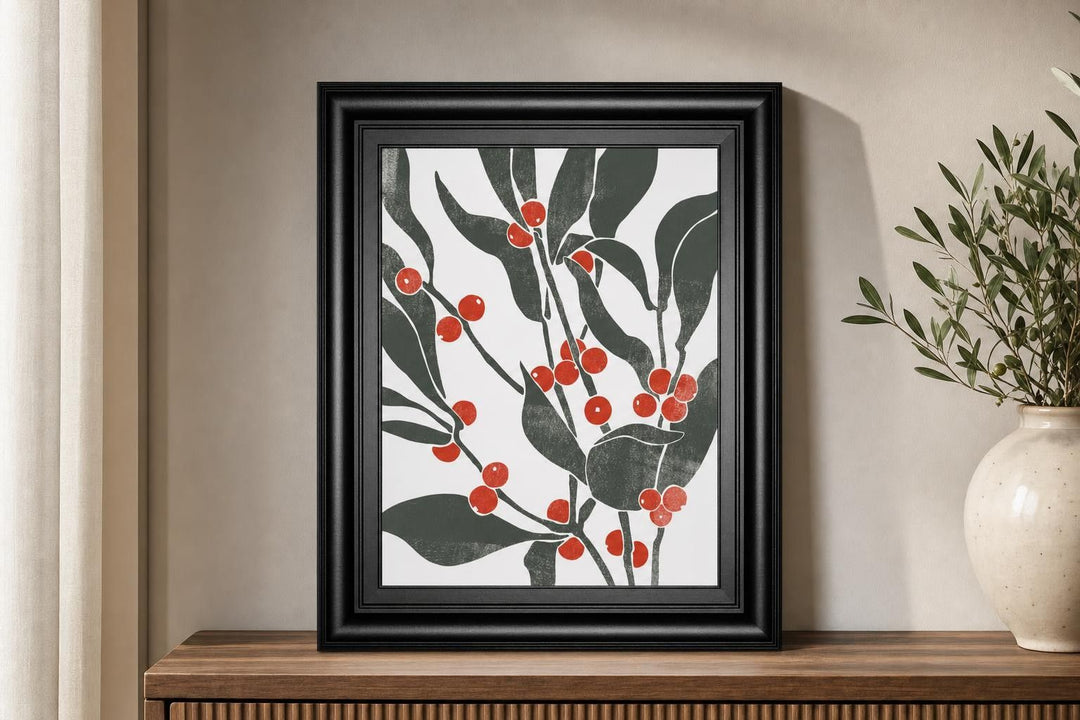 22x26 Colorblock Berry Branch II By Emma Scarvey - Dark Gray