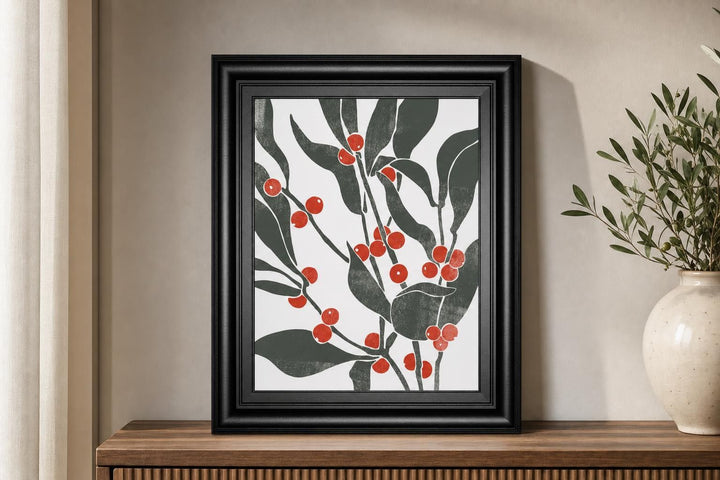 22x26 Colorblock Berry Branch II By Emma Scarvey - Dark Gray