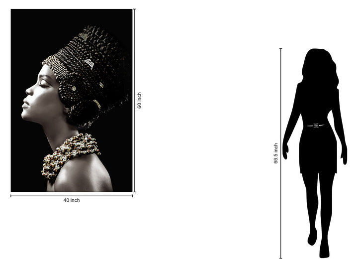 Temp Glass With Foil &amp; Rhinestones - Woman Side Profile - Black