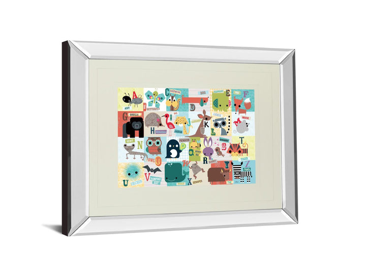 Animal Abc By Julian Phillips - Mirror Framed Print Wall Art - Blue