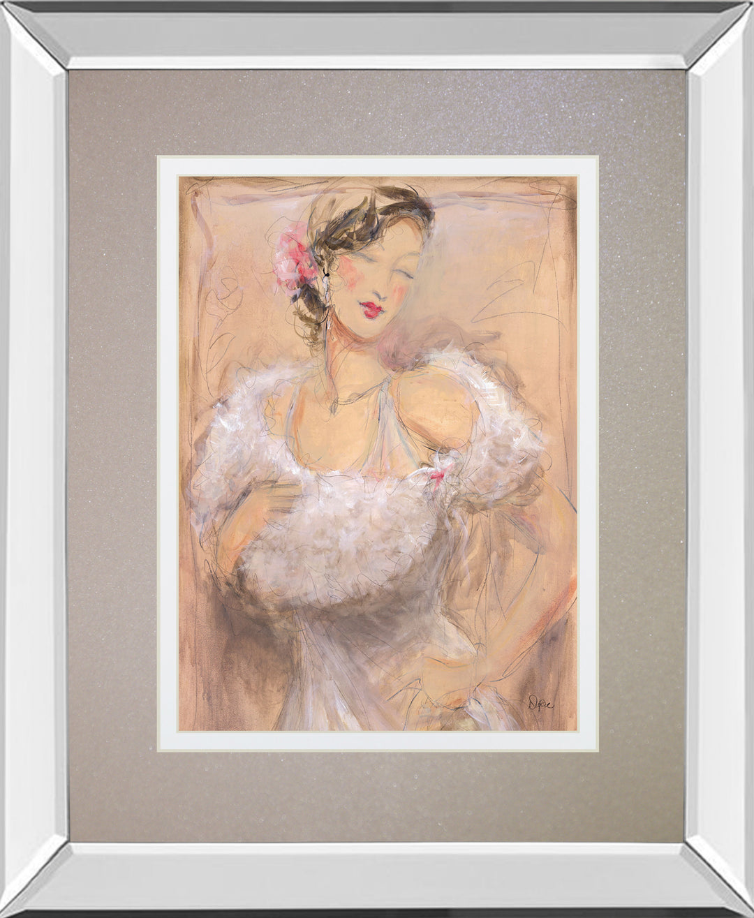 Stole My Heart Il By Dupre - Mirror Framed Print Wall Art - Pink