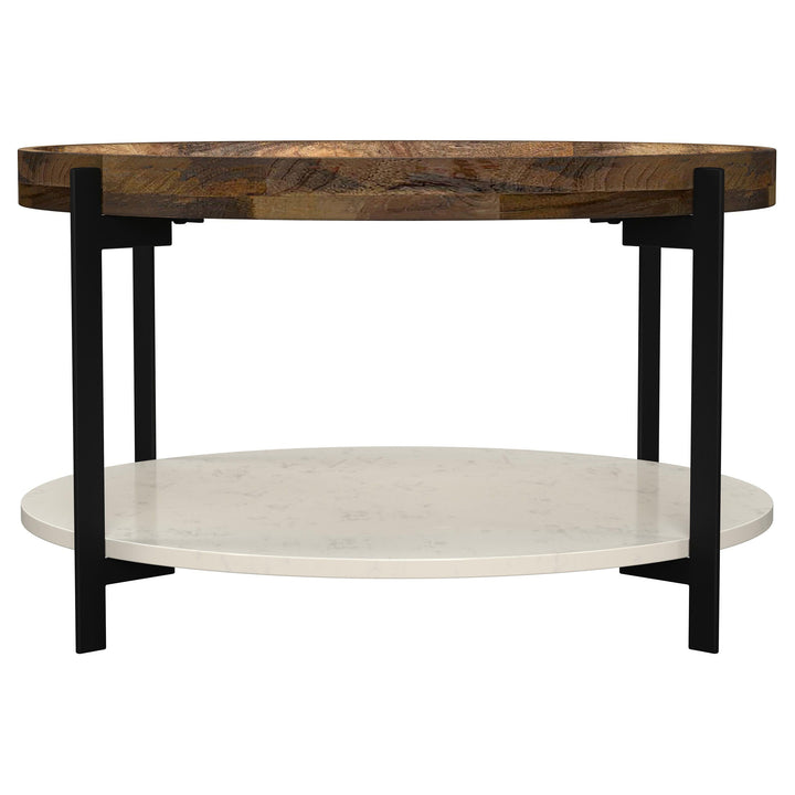 Adhvik - Round Table With Marble Shelf