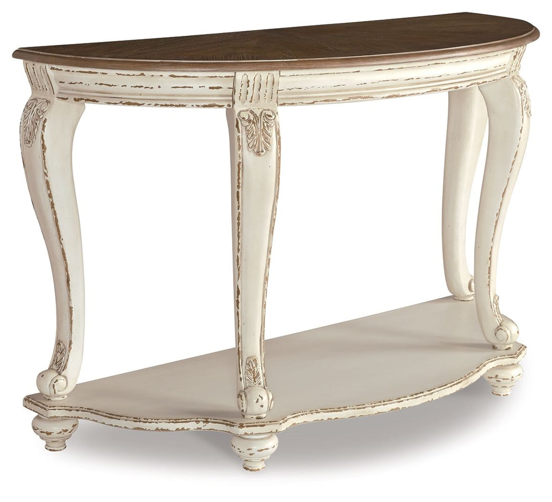 Realyn - Sofa Table - White / Brown