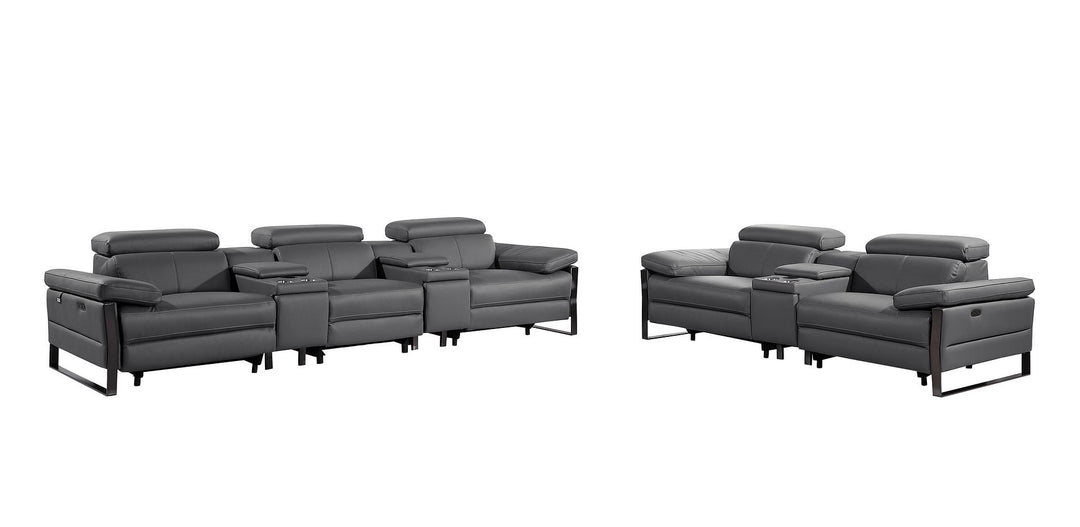 1246 - Modular Power Reclining Dual Console Sofa And Console Loveseat Set With Power Headrests