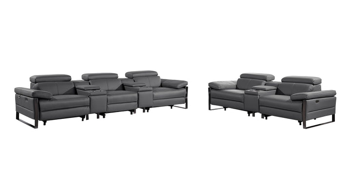 1246 - Modular Power Reclining Dual Console Sofa And Console Loveseat Set With Power Headrests