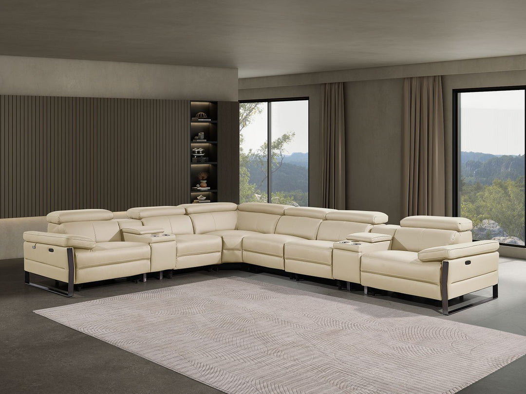 1246 - 8-Piece L-Shaped Modular Power Reclining Sectional With 3 Power Recliners And Power Headrests