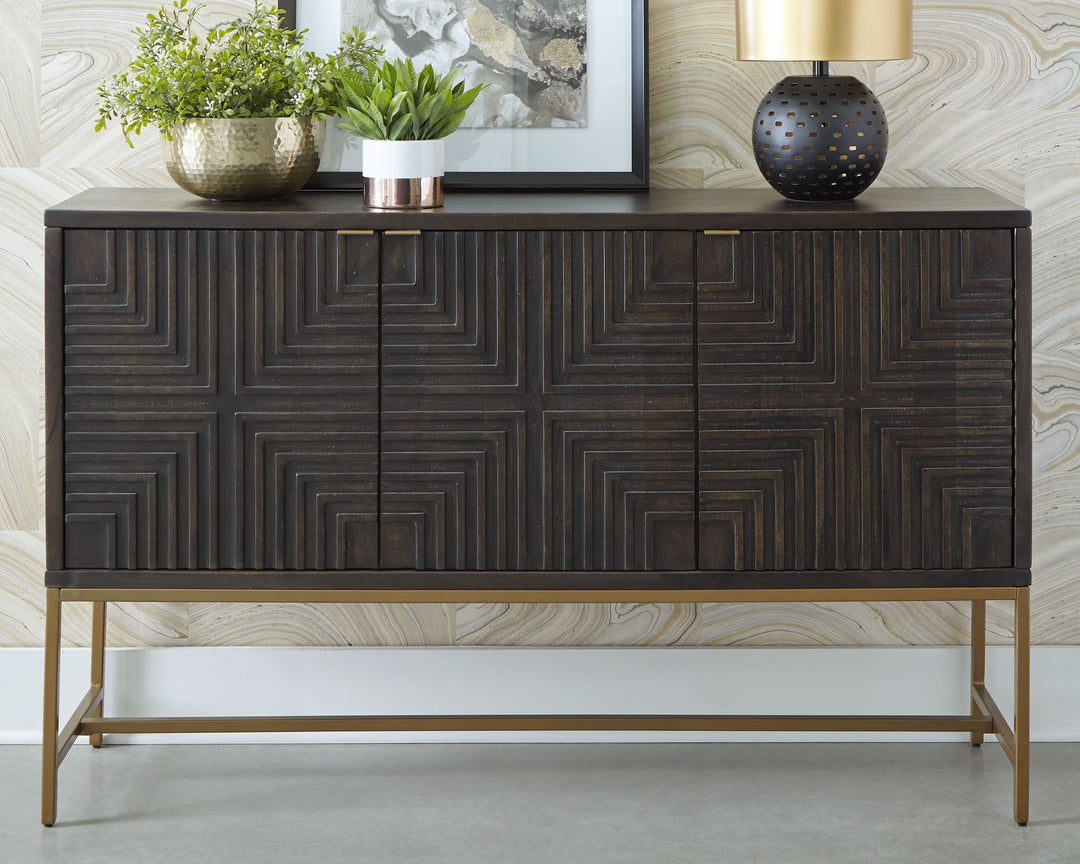 Elinmore - Brown / Gold Finish - Accent Cabinet