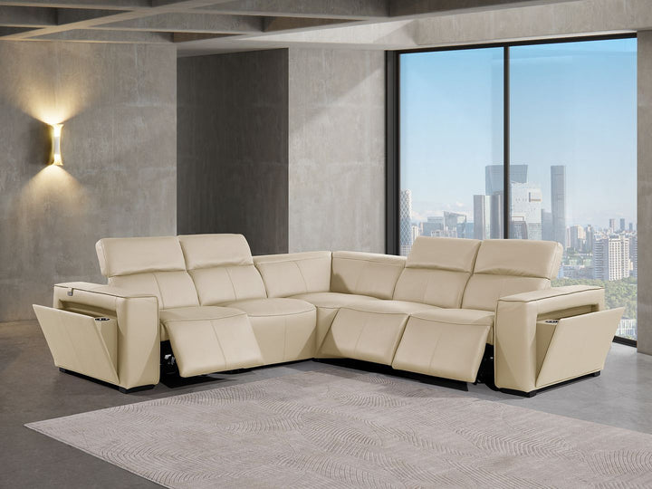 1224 - 5-Piece L-Shaped Sectional Sofa In With 3 Power Recliners &amp; Power Headrests