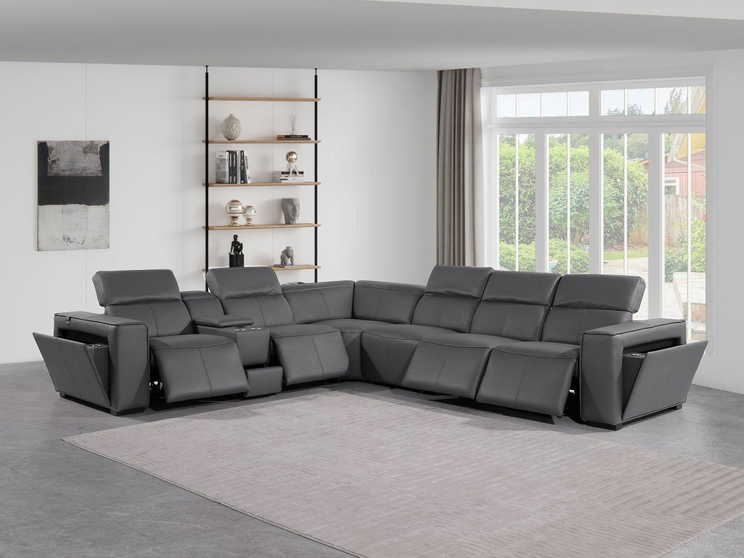 1224 - 7-Piece L-Shaped Sectional Sofa In With 4 Power Recliners &amp; Power Headrests