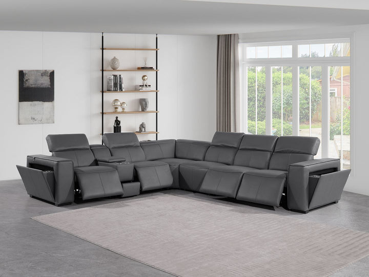 1224 - 7-Piece L-Shaped Sectional Sofa In With 4 Power Recliners &amp; Power Headrests