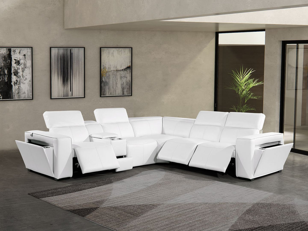 1224 - 6-Piece L-Shaped Sectional Sofa In With 3 Power Recliners &amp; Power Headrests