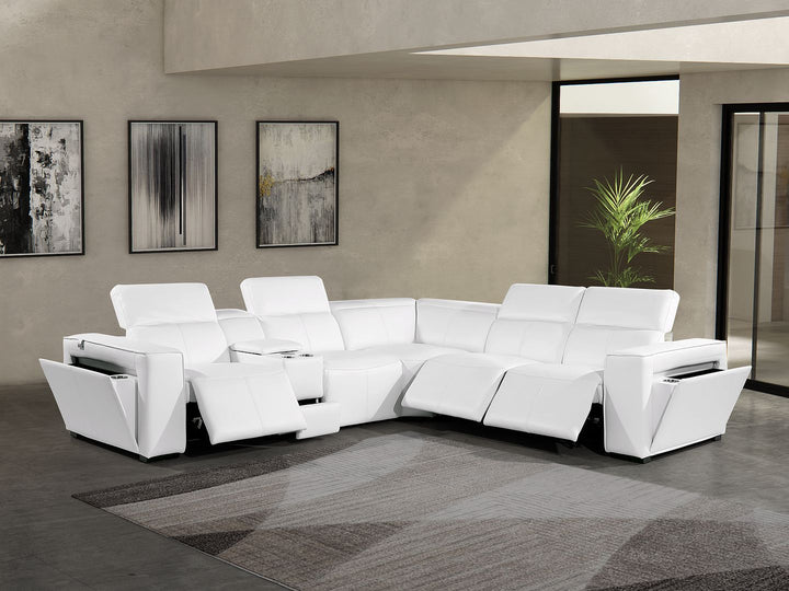 1224 - 6-Piece L-Shaped Sectional Sofa In With 3 Power Recliners &amp; Power Headrests