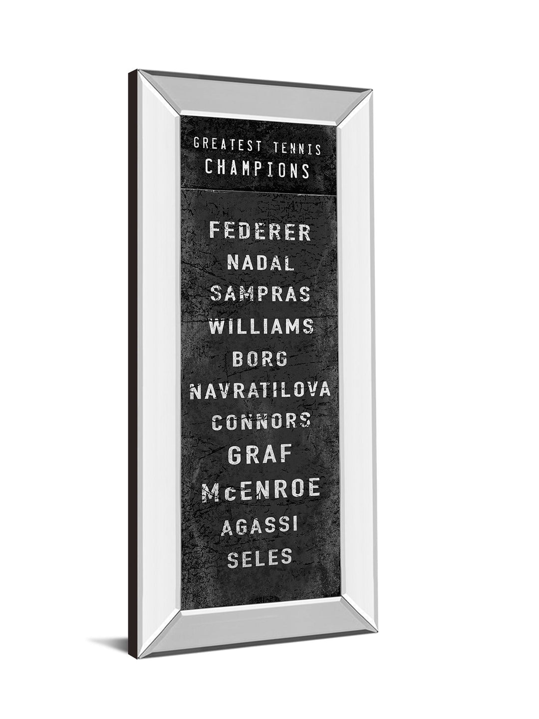 The Greatest Tennis Champions By The Vintage Collection - Mirror Framed Print Wall Art - Black