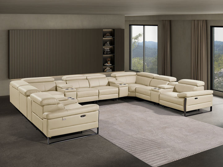 1246 - 12-Piece U-Shaped Modular Power Reclining Sectional With 4 Power Recliners And Power Headrests