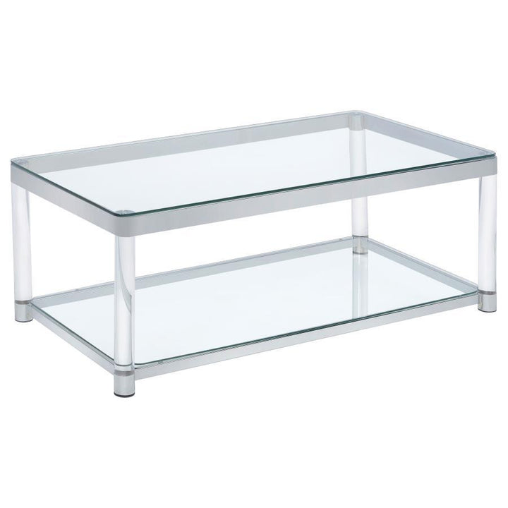 Anne - Rectangular Glass Top Acrylic Leg Coffee Table - Chrome