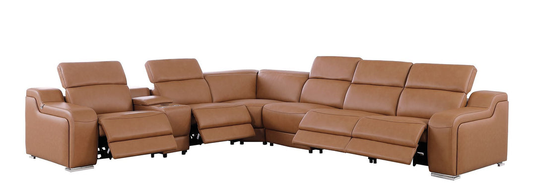 1116 - 7-Piece L-Shaped Sectional Sofa In With 4 Power Recliners &amp; Power Headrests