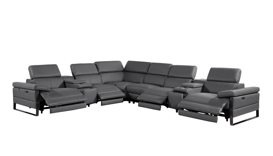 1246 - 8-Piece L-Shaped Modular Power Reclining Sectional With 4 Power Recliners And Power Headrests