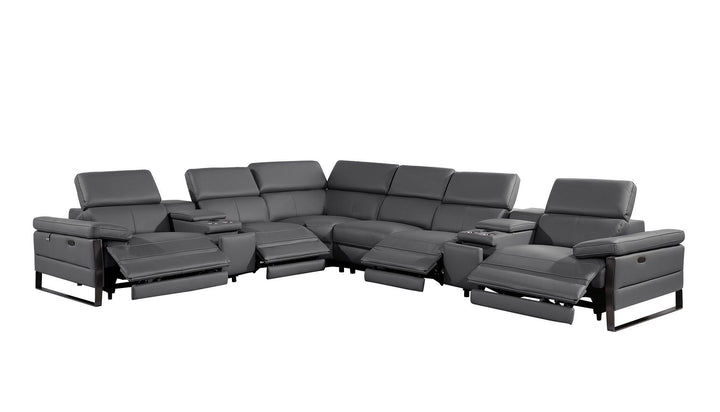 1246 - 8-Piece L-Shaped Modular Power Reclining Sectional With 4 Power Recliners And Power Headrests