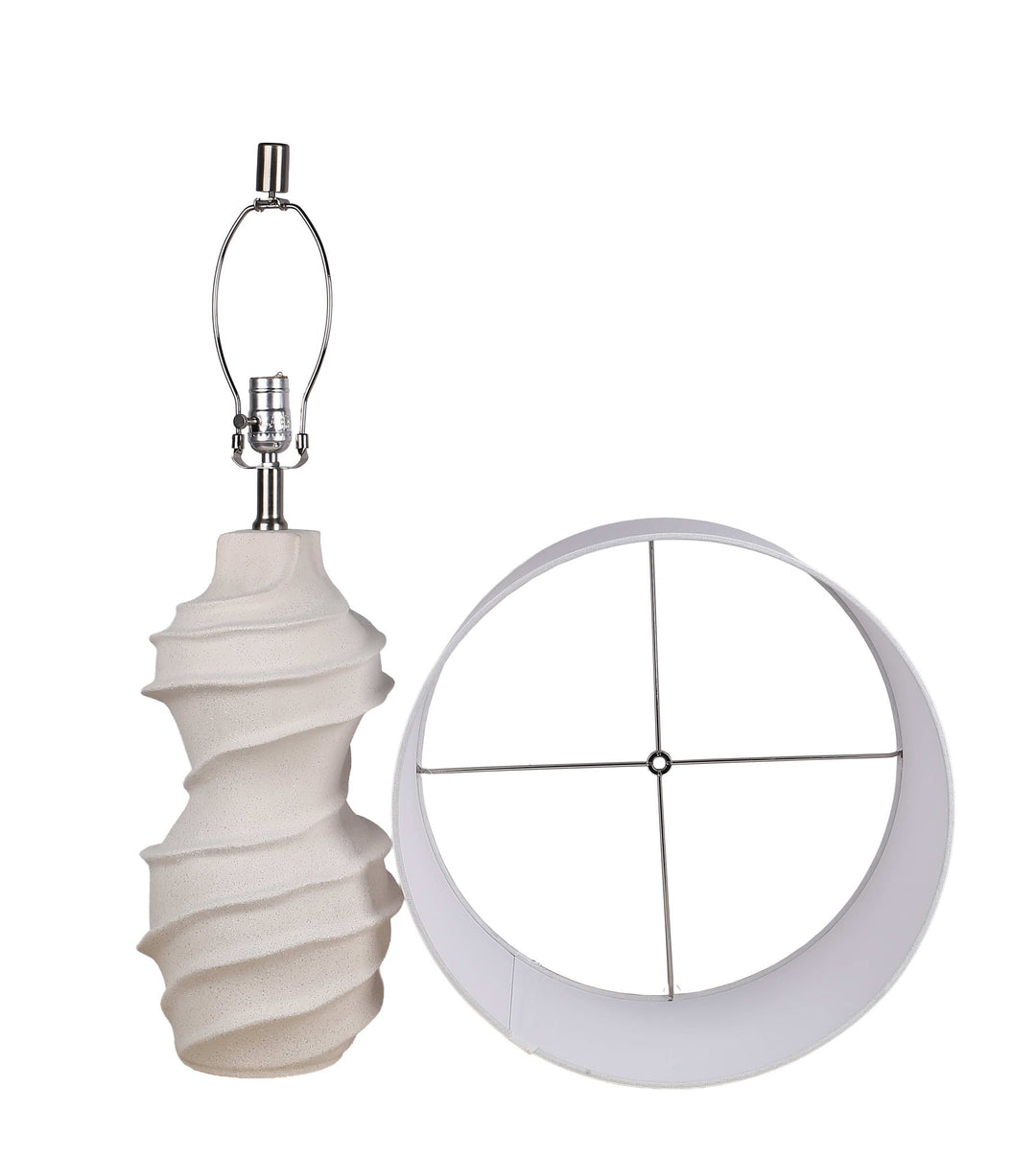"Serenity Waves" Ceramic Table Lamp - Off White