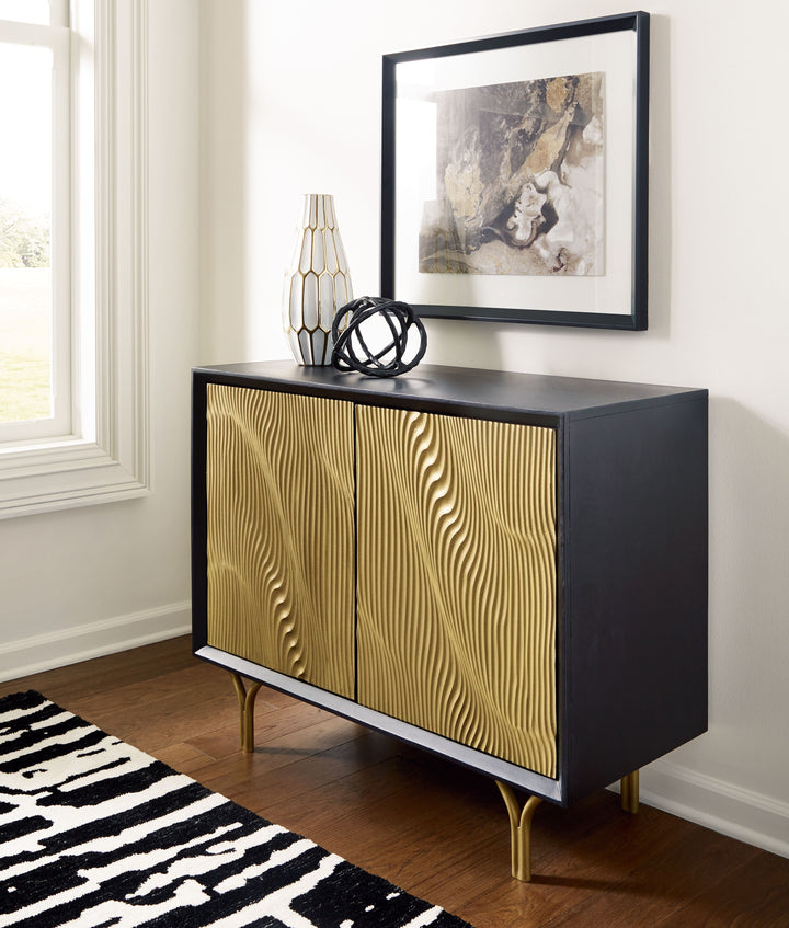 Tayner - Black / Gold Finish - Accent Cabinet