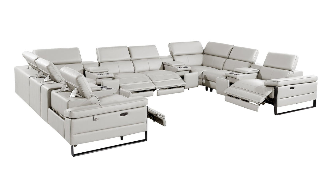 1246 - 12-Piece U-Shaped Modular Power Reclining Sectional With 4 Power Recliners And Power Headrests