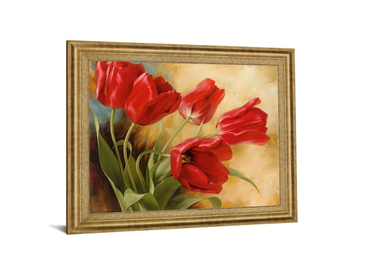 Scarlet Tulip Whirl - 28" x 34" Framed Wall Art